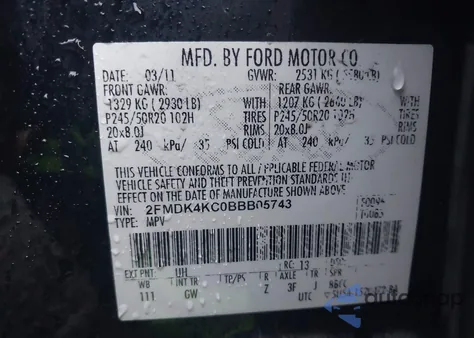 2011 Ford Edge Limited z USA, uszkodzony, nr VIN 2FMDK4KC0BBB05743